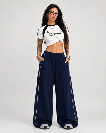 ON REPEAT WIDE-LEG PANTS BLUE