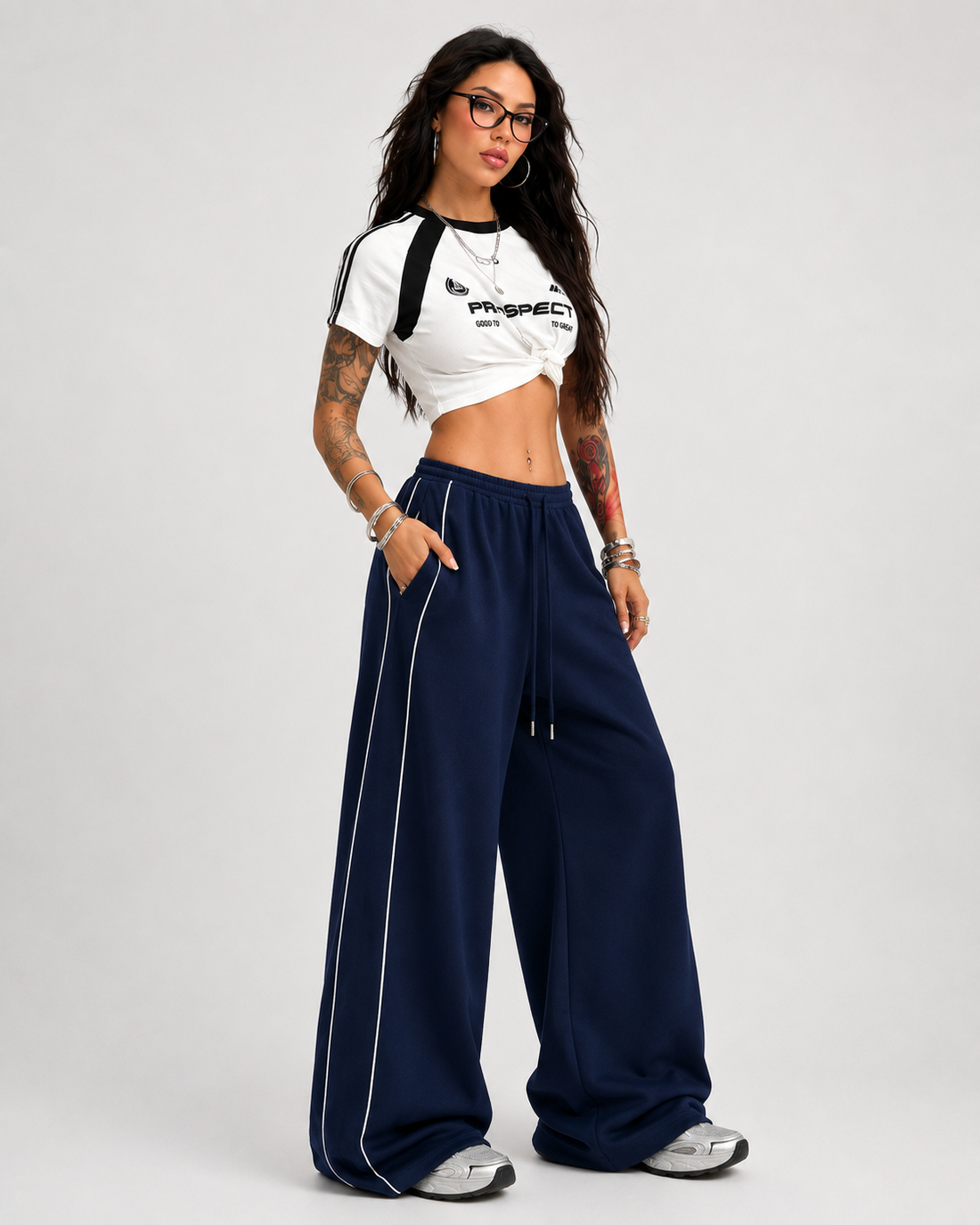 ON REPEAT WIDE-LEG PANTS BLUE