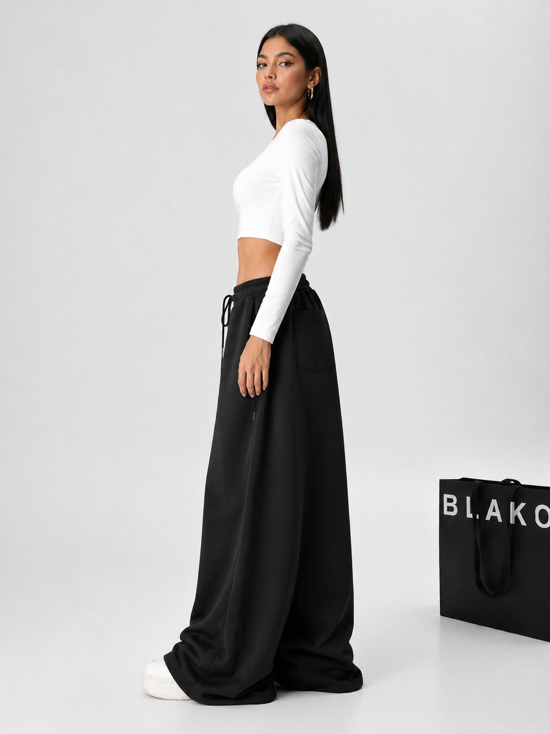EVERYDAY WIDE-LEG PANTS BLACK