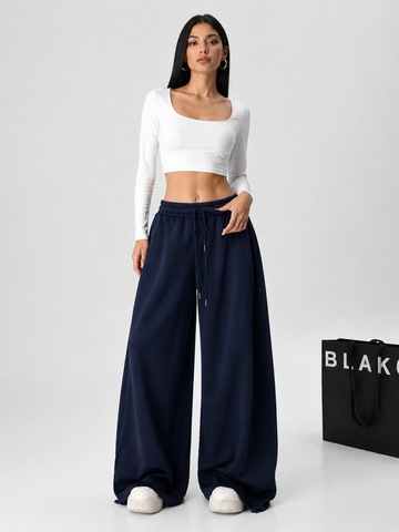 EVERYDAY WIDE-LEG PANTS BLUE