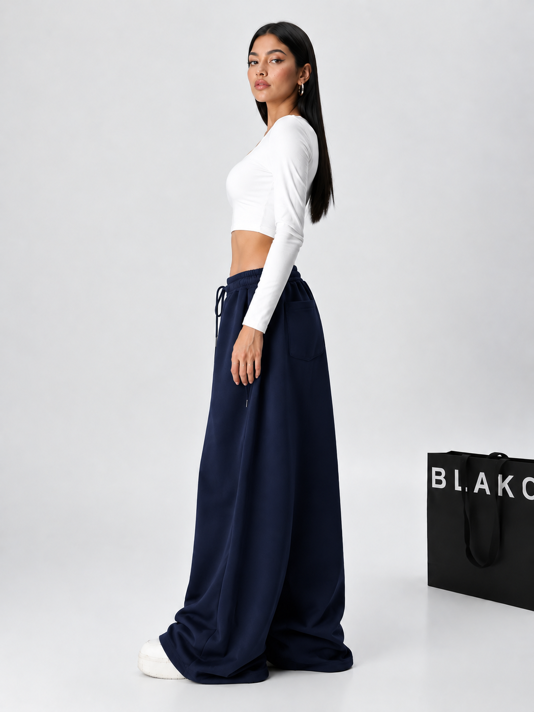 EVERYDAY WIDE-LEG PANTS BLUE