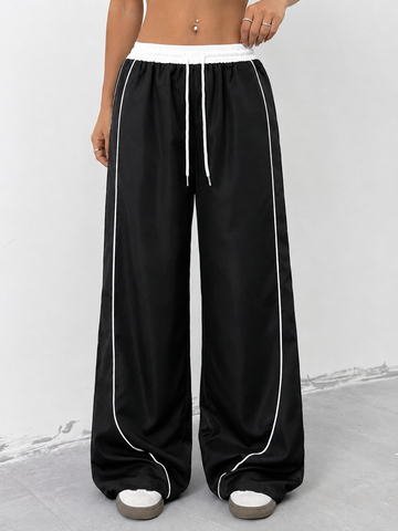 LINEUP WIDE-LEG PANTS BLACK