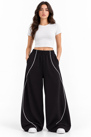 FLOWLINE WIDE-LEG PANTS BLACK