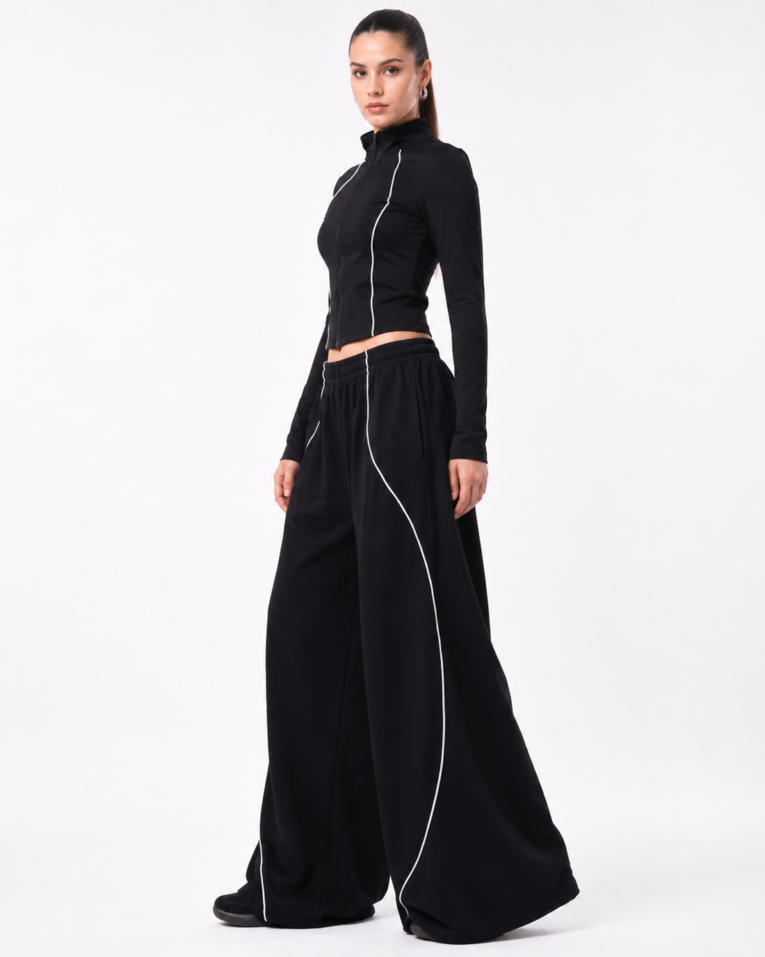 FLOWLINE WIDE-LEG PANTS BLACK