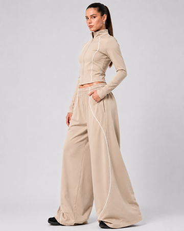 FLOWLINE WIDE-LEG PANTS BEIGE