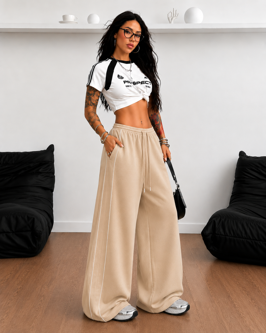 ON REPEAT WIDE-LEG PANTS BEIGE