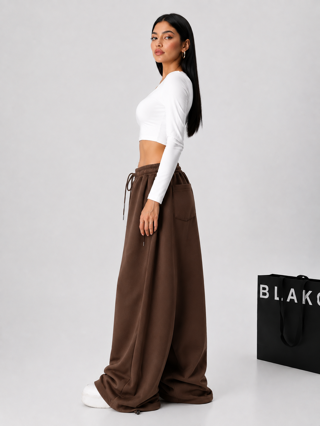 EVERYDAY WIDE-LEG PANTS BROWN