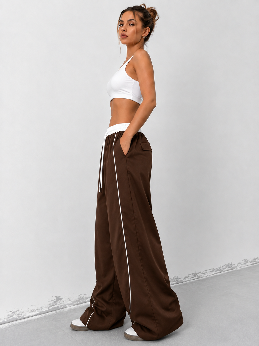 LINEUP WIDE-LEG PANTS BROWN