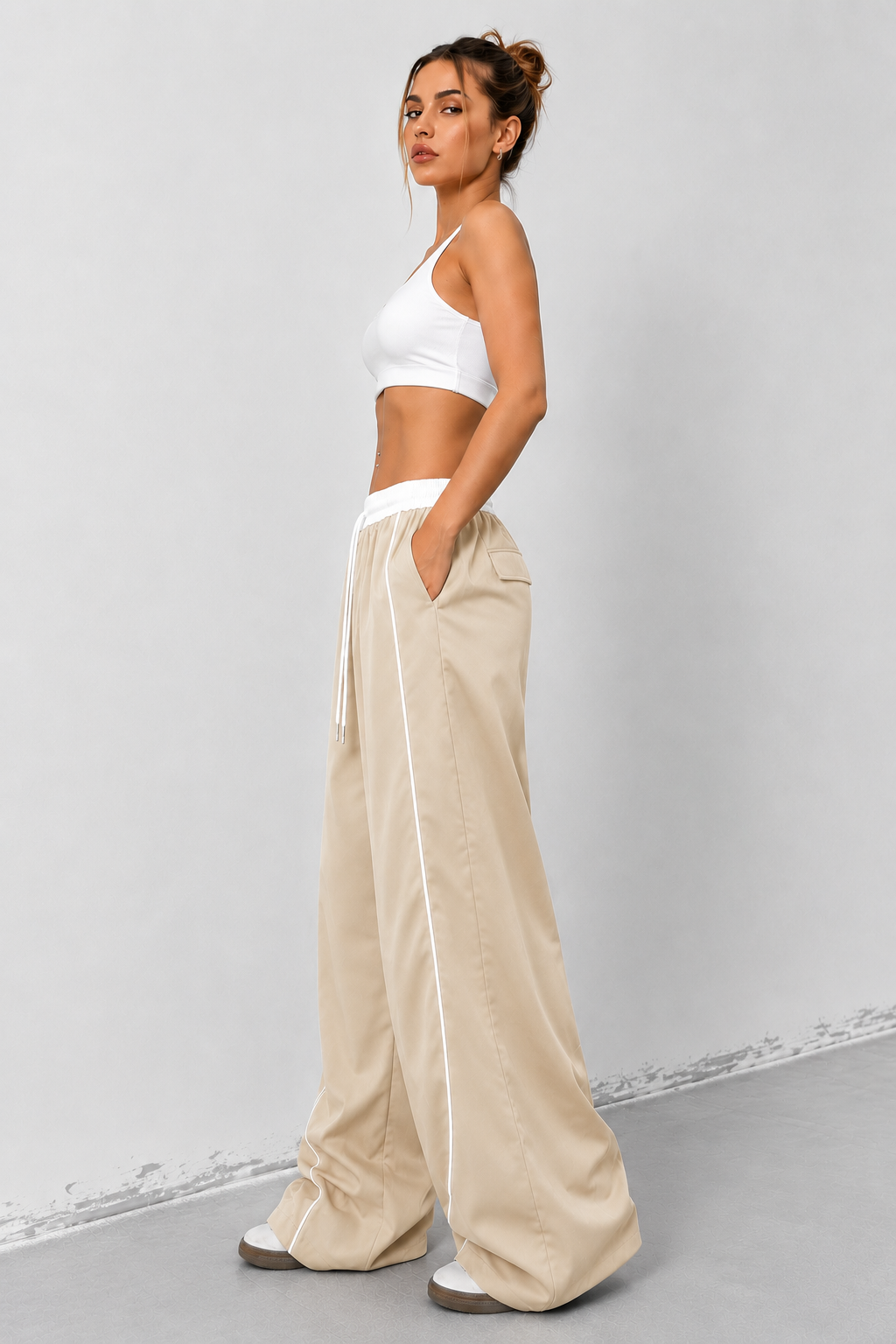 LINEUP WIDE-LEG PANTS BEIGE