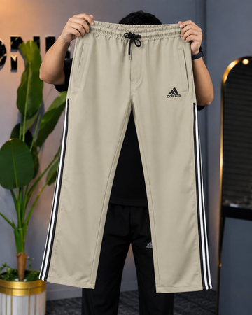 2-in-1 Zip Stripe Trouser - Beige