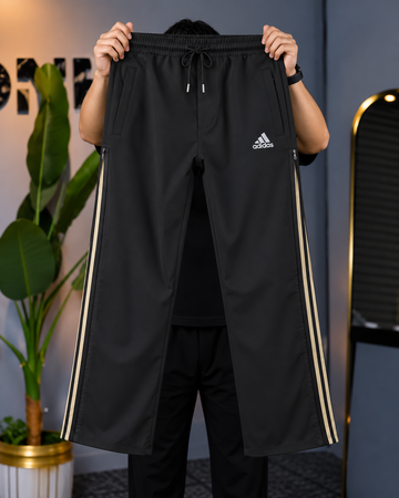 2-in-1 Zip Stripe Trouser - Black