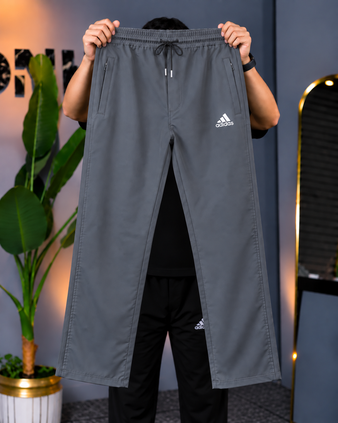 2-in-1 Zip Stripe Trouser - Grey